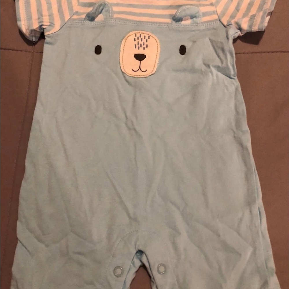 NWOT First Impressions Light Blue Striped Baby Romper